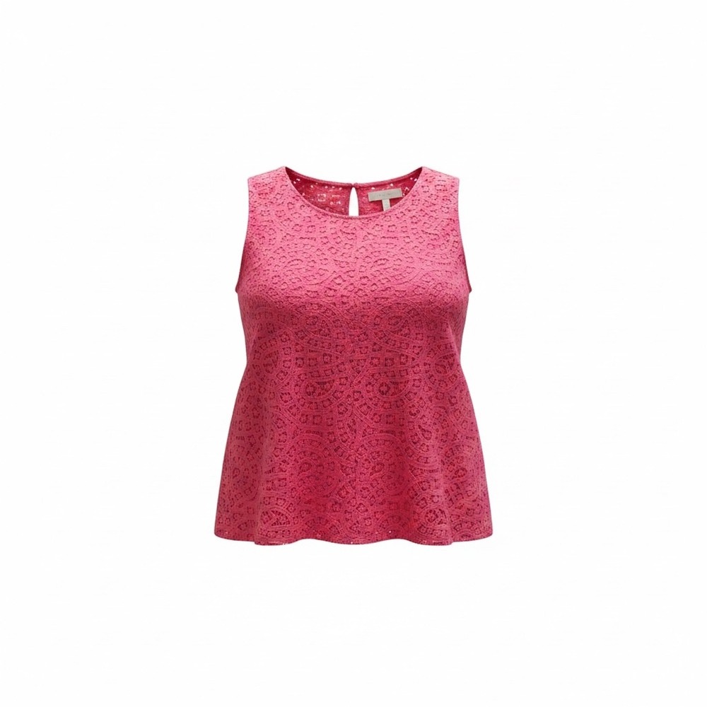 Talbots Woman Petites 14WP Pink Lace Sleeveless Blouse Fully Lined Side Zip EUC